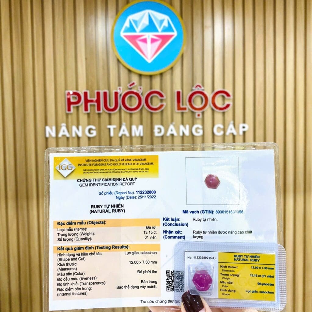Kiểm định đá Ruby hồng ngọc tự nhiên chính hãng – Phước Lộc