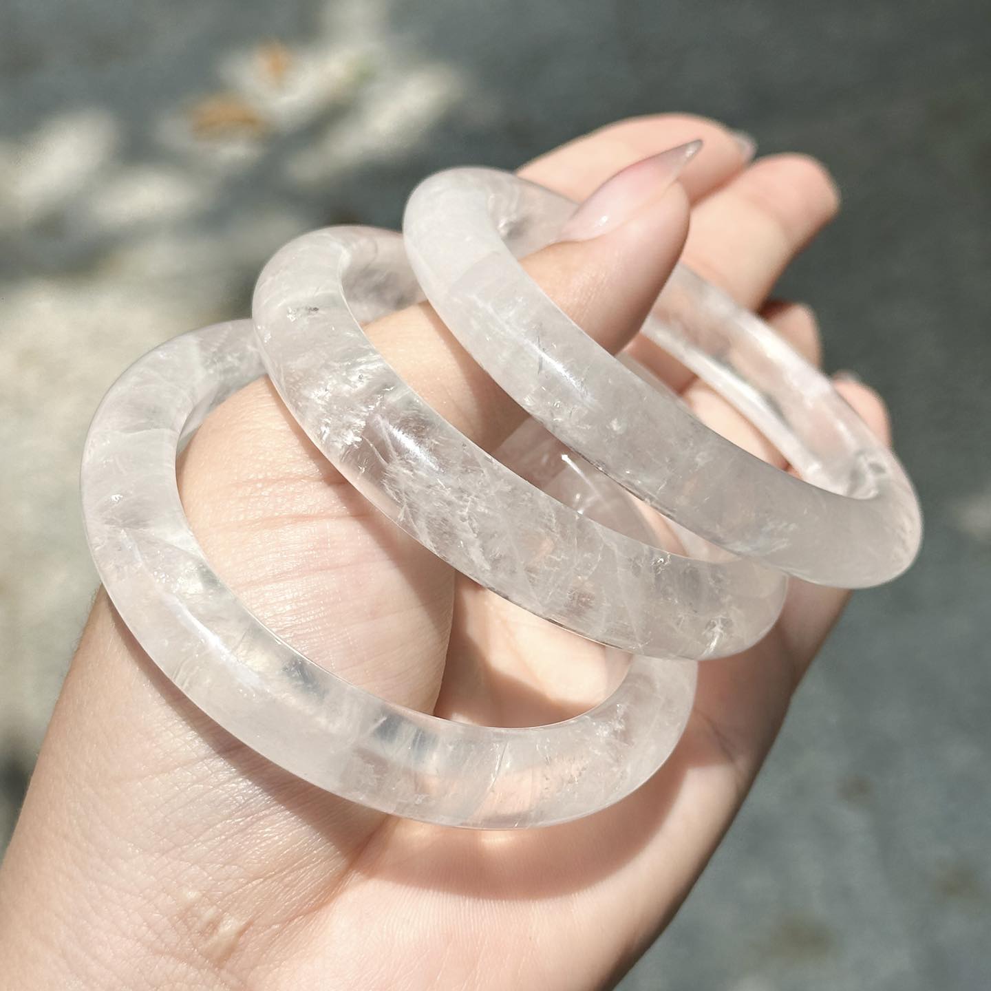 3 vòng bảng thạch anh trắng phong thuỷ Phước Lộc
