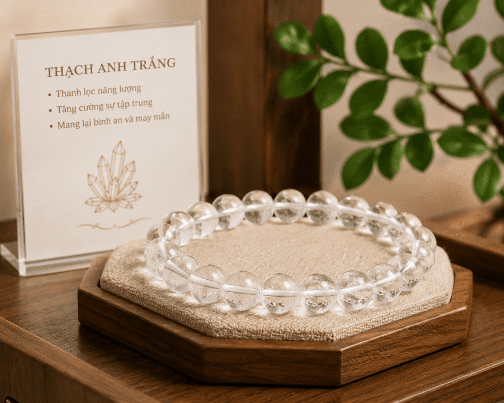 Thạch anh trắng trưng bày trên kệ showroom Phước Lộc Đà Nẵng