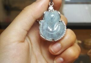 Mặt dây chuyền hồ ly đá aquamarine bọc bạc phong thủy Phước Lộc Đà Nẵng