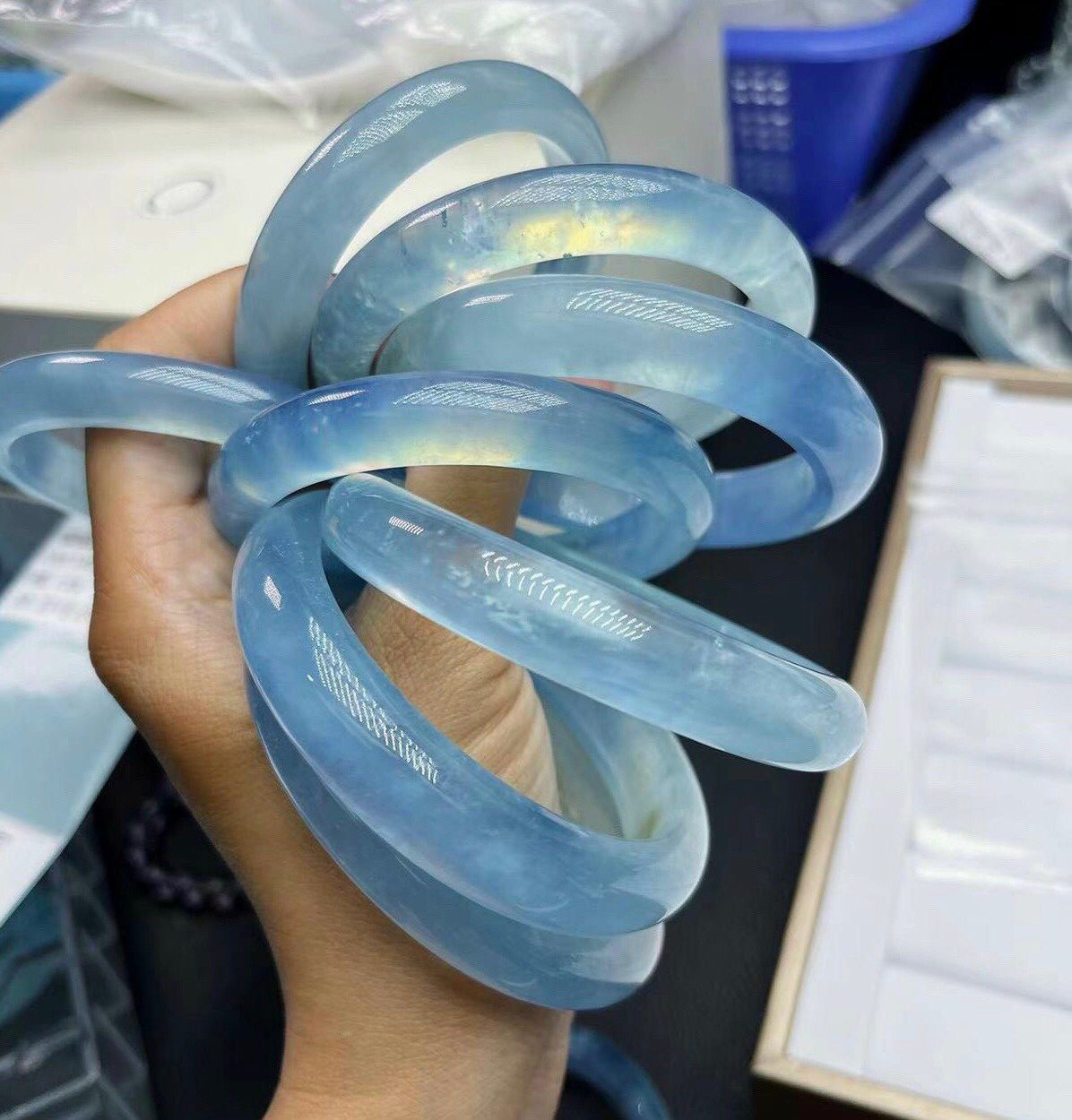 vòng bảng aquamarine nhiều size phong thuỷ Phước Lộc