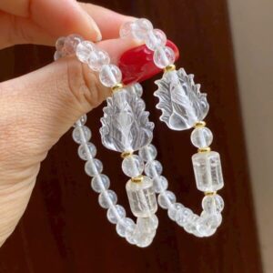 Vòng tay thạch anh trắng mix hồ ly phong thủy Phước Lộc Đà Nẵng